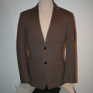 Tasso Elba Blazer Brown Cream Medium 39-41 Chest: 42" Stretch Knit Mens 2 Button